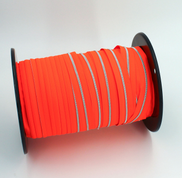 Preview: Endlosreißverschluss metallisiert schmal neonorange/silber (1m)